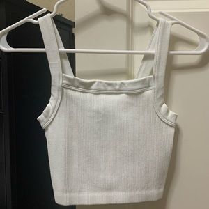 COTTON ON Seamless Nelly Straight Neck Tank fitted but stretchy, and recycled.